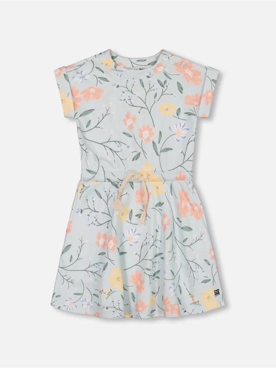 deux par deux Other - NWT Girls’ Deux Par Deux Printed French Terry Dress - Baby Blue Flowers
